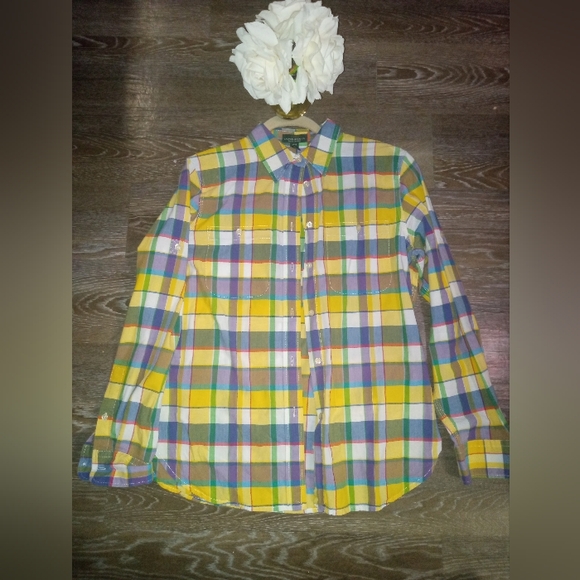 Ralph Lauren, Vintage, Colorful Plaid Button Down Shirt, Size Medium - Picture 2 of 2